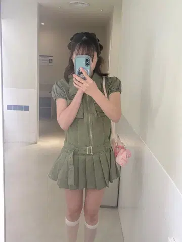 jouetie 쥬에티 반팔 미니 원피스 카키색