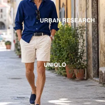 [새상품급] URBAN RESEARCH DOORS 7부 소매 셔츠 네이비 40