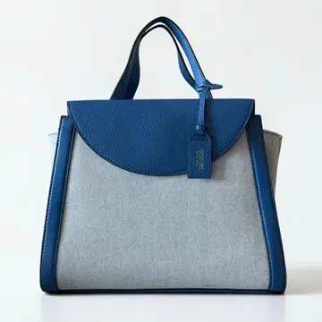 케이트 스페이드 토트백 블루 그레이 캔버스 가죽