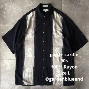 pierre cardin 야자수 패턴 레이온 셔츠 스트라이프 사이즈 L