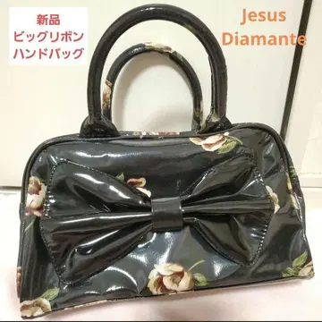 새상품 Jesus Diamante 발도 장미 패턴 빅 리본 핸드백