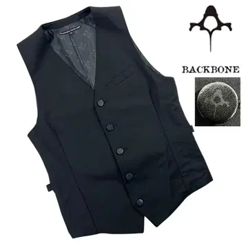 컨디션 최상 BACK BONE 지레 베스트 사이즈 S 로고 단추 블랙 일본제