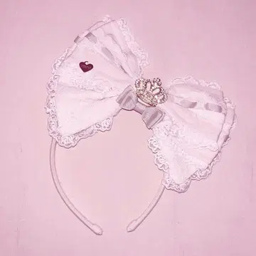 도리 레이스 리본 머리띠 핑크