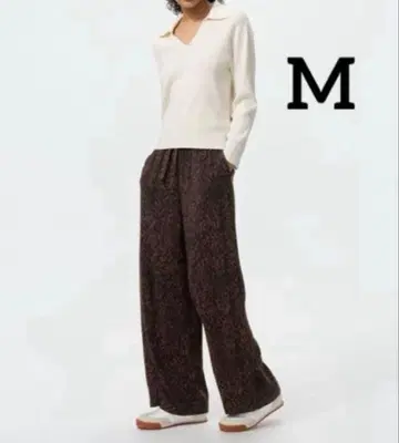 미사용 새상품 유니클로 레이온 프린트 롱 팬츠 M 프린세스 탐탐