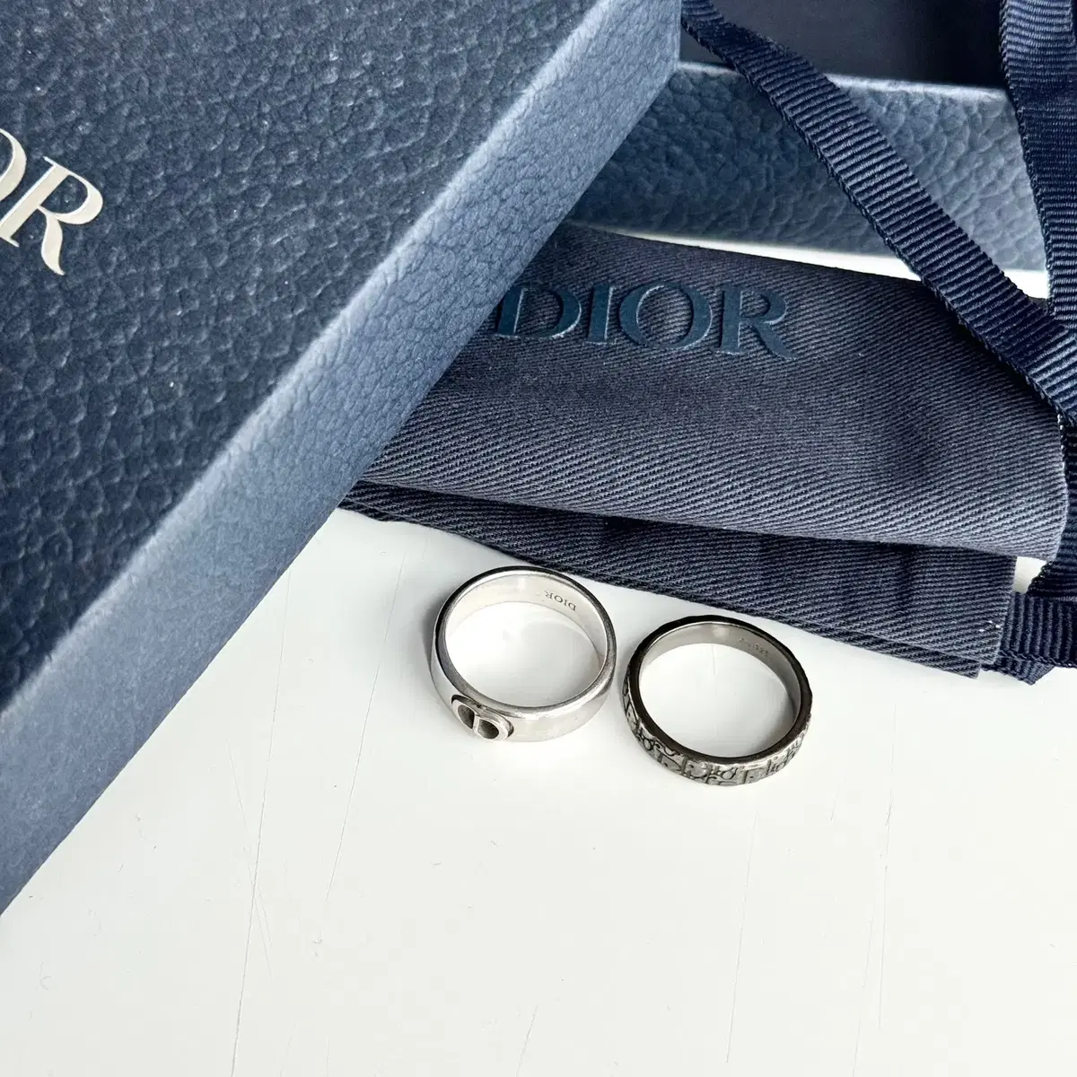 [새상품급] 24FW 디올 반지 남성용 Dior Oblique 반지 세트