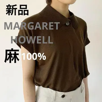 [새상품] 마가렛호웰 린넨 저지 폴로 반팔 셔츠 브라운 M