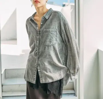 택 포함 새상품 LEPSIM AIR 데님 긴팔 셔츠 그레이 시어 데님 셔츠