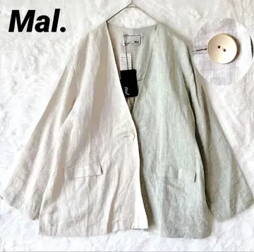 Mal. 말 린넨 바이컬러 노카라 자켓 프리 사이즈 루즈핏