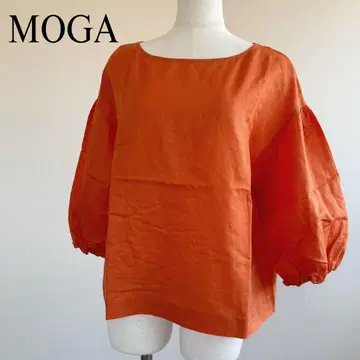 [마 혼방] MOGA 모가 면린넨 벌룬 슬리브 블라우스 오렌지 사이즈 2