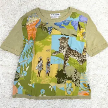 Salvatore Ferragamo 티셔츠 실크 코튼 절개 올 패턴