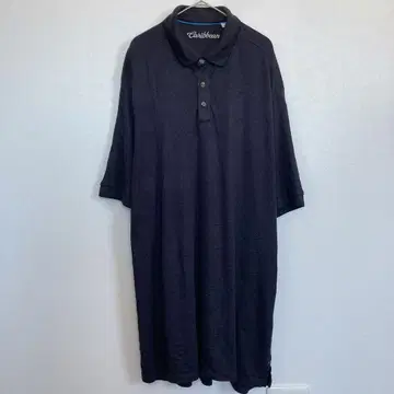 카리비안 피케 셔츠 카라 부착 반팔 3L 블랙 레이온 빅 사이즈