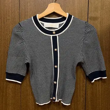 tocco closet 보더 반팔 니트 가디건