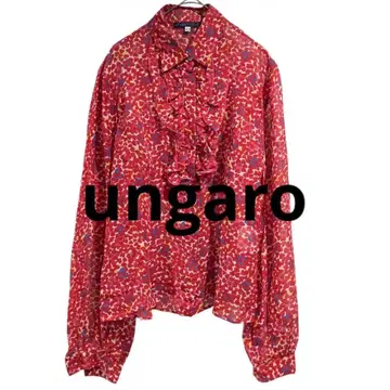 ungaro fever 웅가로 실크 하트 버튼 프릴 블라우스 올 패턴