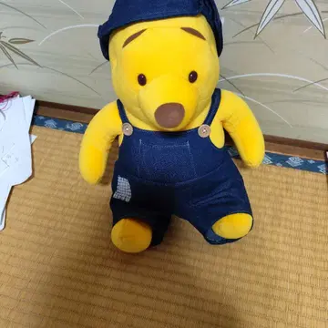 곰돌이 푸 봉제 인형 데님 오버롤