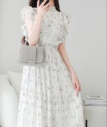 mily bilet 플리츠 가공 시어 프릴 원피스 M