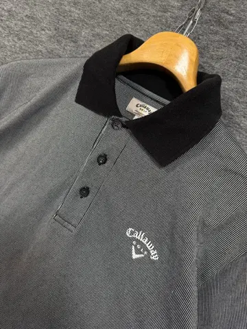 Callaway 캘러웨이 골프 피케 셔츠 로고 자수 스트라이프 L