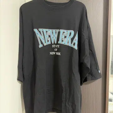 New Era 티셔츠 블랙 라이트 블루 L 사이즈