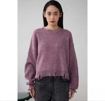 AZUL BY MOUSSY 데미지 가공 니트 스웨터 핑크 FREE