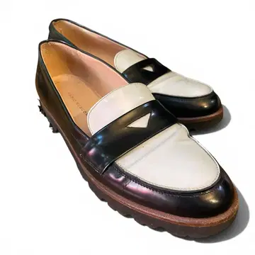 FABIO RUSCONI 로퍼 37 23.5cm Vibram 밑창 화이트 블랙