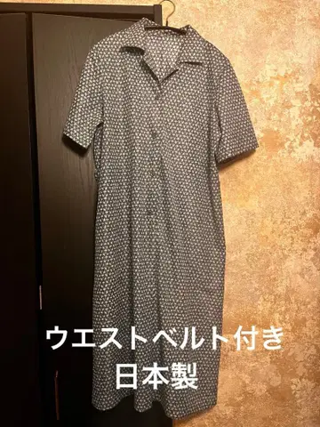 레트로 기하학 패턴 반팔 무릎 기장 원피스 15호