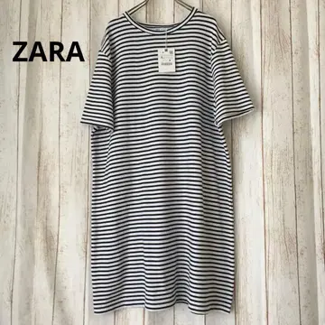[ 미사용 ] ZARA 보더 반팔 원피스 LL