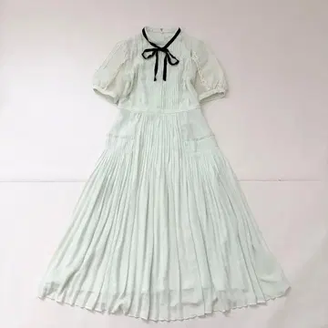 CELFORD 쉬폰 레이스 플리츠 원피스 S 민트