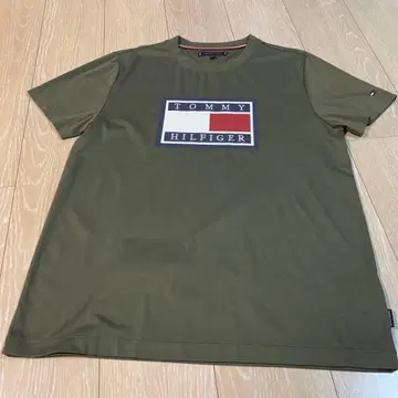 TOMMY HILFIGER 로고 프린트 T셔츠 카키 M