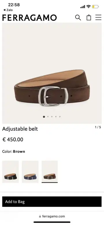 Salvatore Ferragamo 조절 벨트 남성