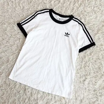 adidas 아디다스 트레포일 로고 쓰리 스트라이프 반팔 T셔츠 화이트