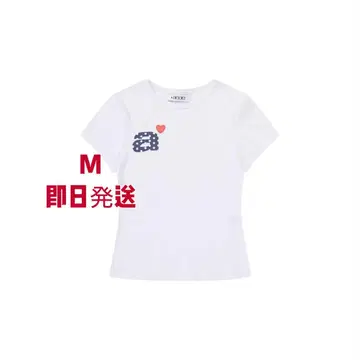 aeae 로고 도트 화이트 반팔 T셔츠
