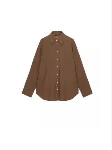 ZARA 오버 사이즈 코튼 셔츠 브라운 S