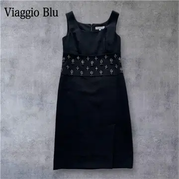 [ 새상품급 ] Viaggio Blu 슬리브리스 원피스 비쥬 장식 블랙