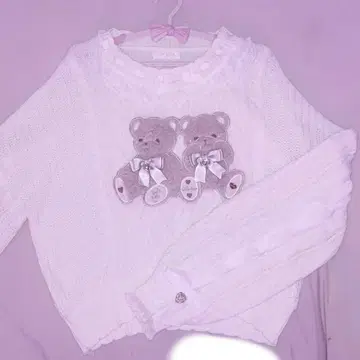 LIZLISA Twin Bears 니트탑 화이트