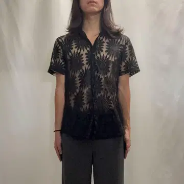 00s archive sheer patterned s/s shirt