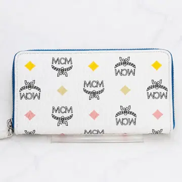 레어 컨디션 최상 MCM 스펙트럼 비세토스 장지갑 화이트 Skyoptic 천연 가죽
