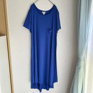 룰라로에 원피스 U넥 반팔 무지 XL 파랑 롱 기장 외출용
