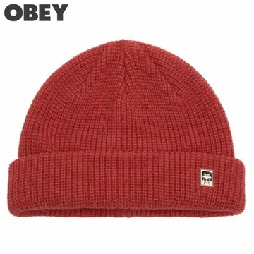 OBEY 니트 모자 비니 레드
