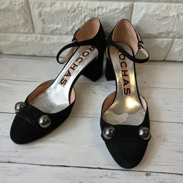 ROCHAS 로샤스 스웨이드 스트랩 샌들 블랙
