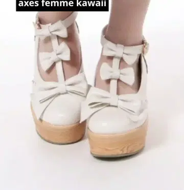 axes femme kawaii 통굽 리본 펌프스 M 나무굽 펌프스