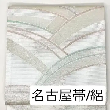 나고야 오비/명주 폴리에스테르 화이트 파도 문양 청해파 여름 오비 코몬 이로무지