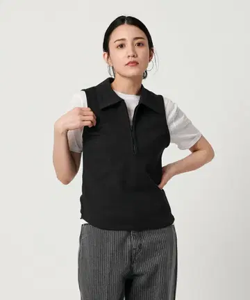 BY 프론트 지퍼 슬리브리스 티셔츠 유나이티드 애로우즈 블랙