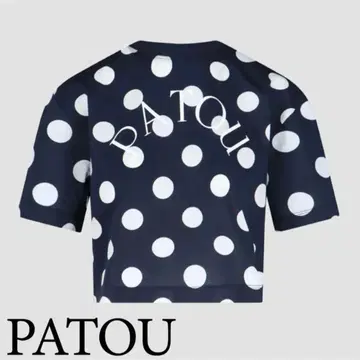[ PATOU ] 파투 슬릿 백 폴카 도트 로고 T셔츠