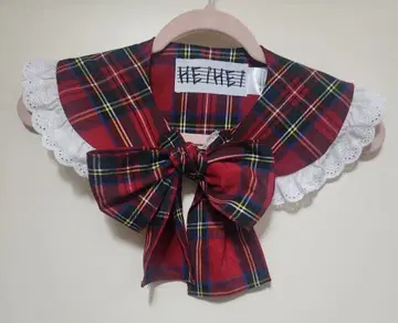 HEI HEI 빨간색 체크 탈부착 카라