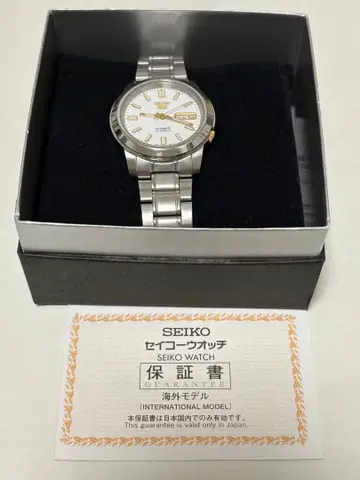 SEIKO 5 SNKK07K1 화이트 다이얼 골드 악센트 부속품 완비 새상품급