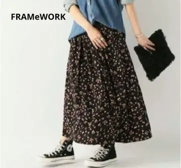 FRAMeWORK 꽃무늬 롱 플레어 스커트