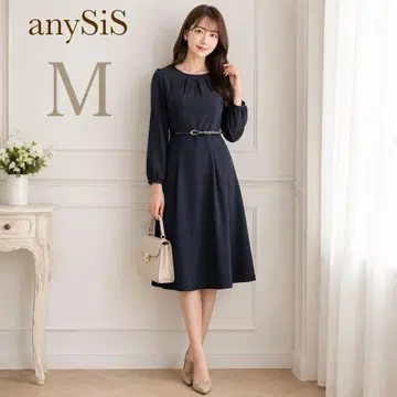 anySiS 엘레강트 새틴 백 턱 무릎 기장 원피스 세레모니 원피스