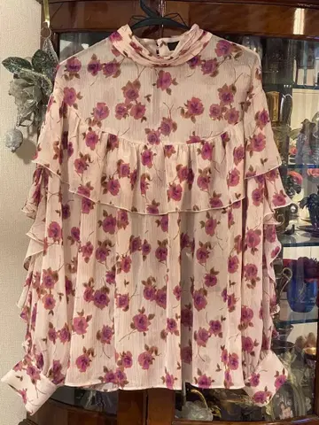 ZARA 꽃무늬 블라우스 긴팔 XL