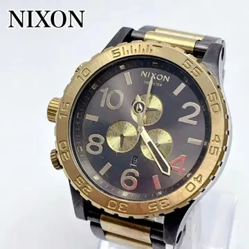 NIXON 51-30 CHRONO 블랙 골드 남성용 왼쪽 크라운