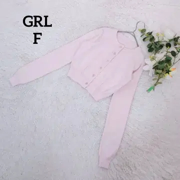 그레일 긴팔 크롭 기장 가디건 (F) 핑크 크루넥 캐주얼