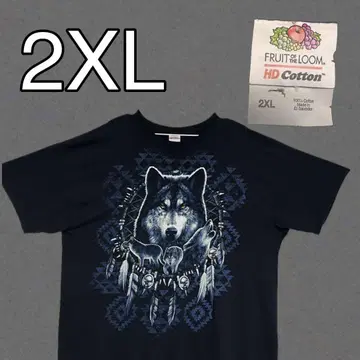 [ 2XL ] 프룻 오브 더 룸 늑대 애니멀 T셔츠 블랙 드림캐쳐